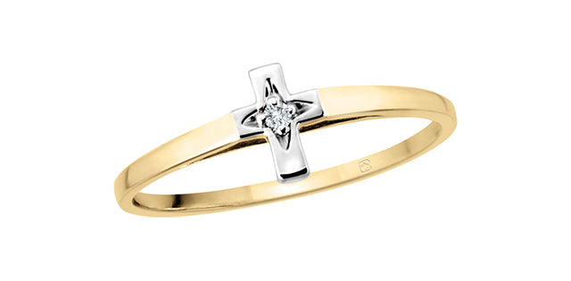 10KY Diamond Cross Ring .01ct
