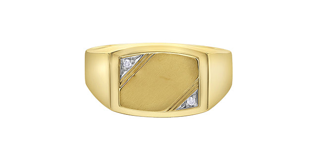 DD8223Y 10K YG Mens Diamond Signet Ring