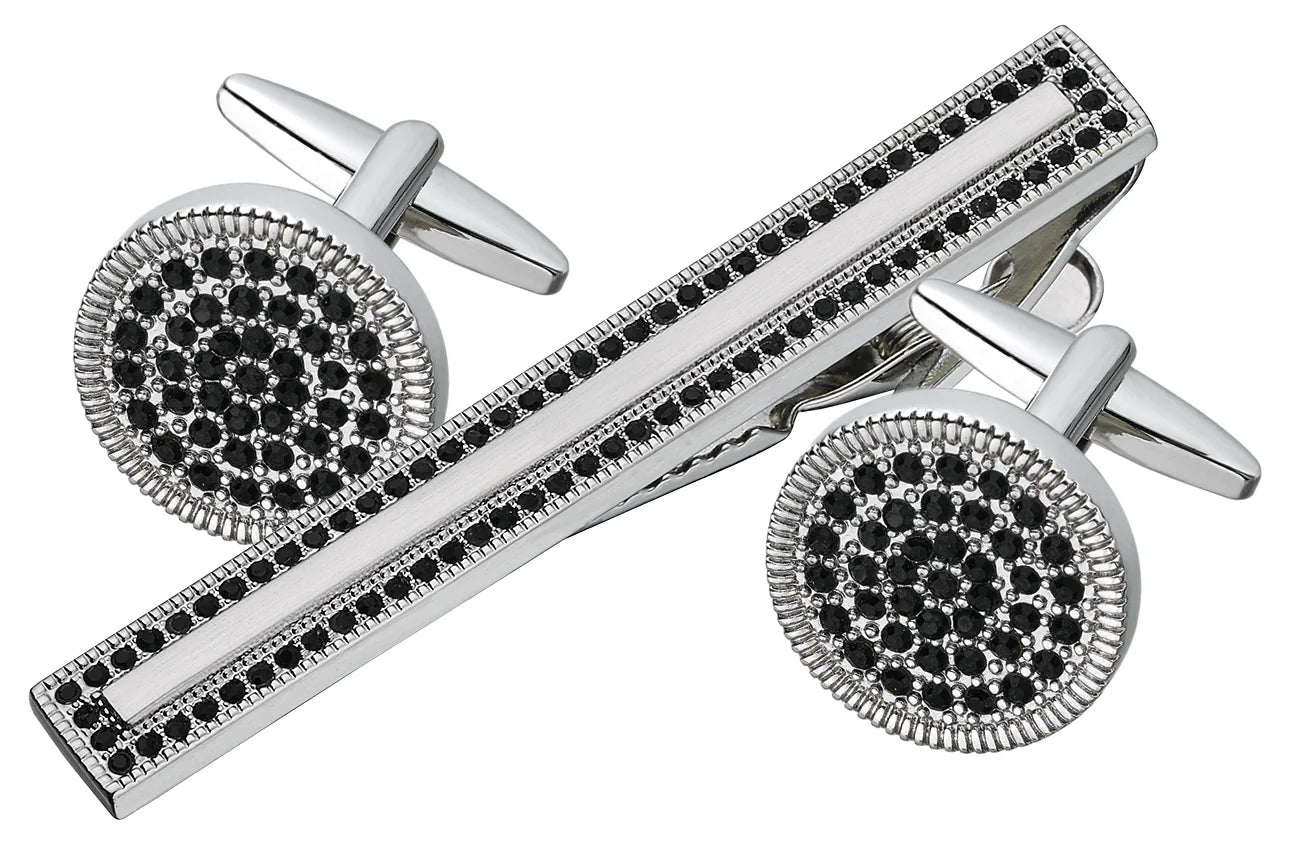SCT29 Tiebar Set with black Austrian Crystal