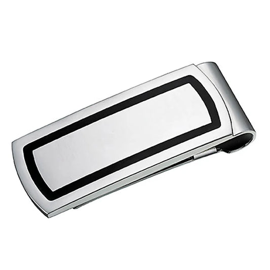 Stainless Steel Black Trim Money Clip