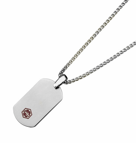 Medic Alert Titanium Pendant Stainless Steel Chain