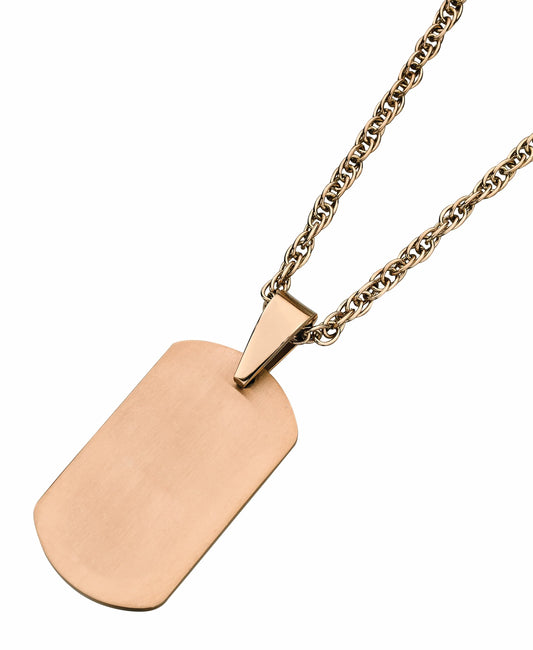 Stainless Steel Pendant with Steel Chain In Rose Gold