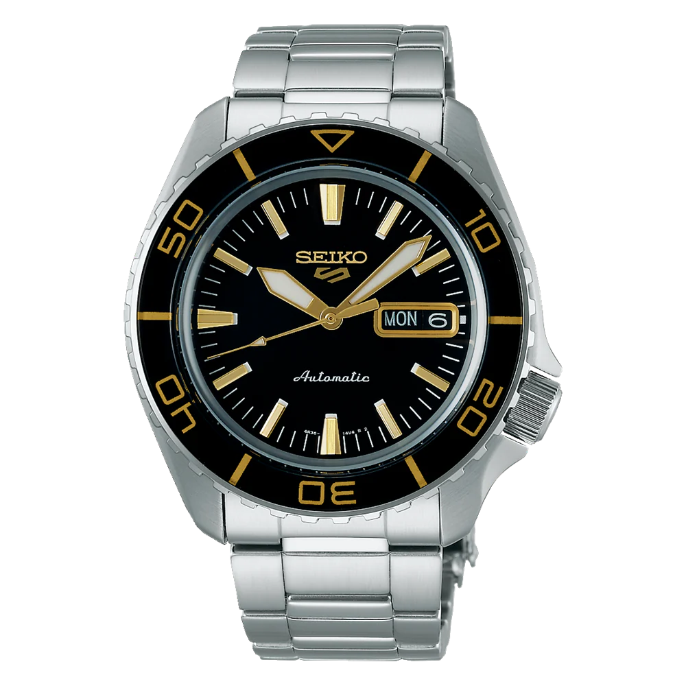 SRPK99K1J Seiko Black Dial With Gold Accent Automatic Watch