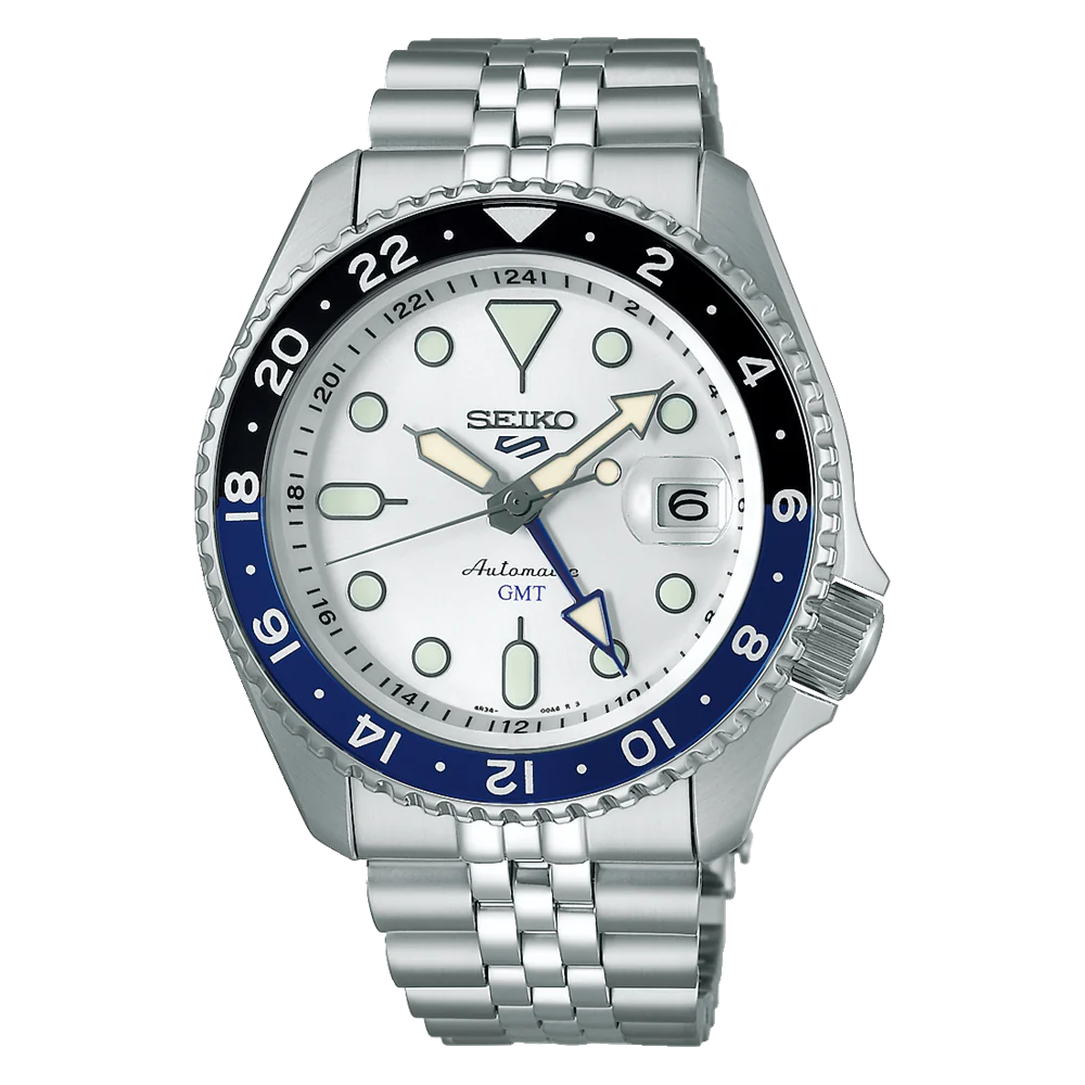 SSK033K1 Seiko GMT White Dial with Blue Accents Automatic Watch