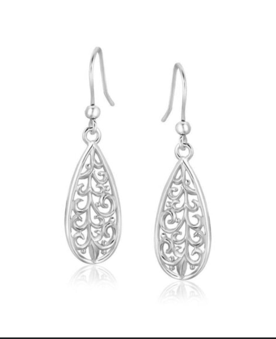 zs-4448 925 Filagree Shepard hook earring