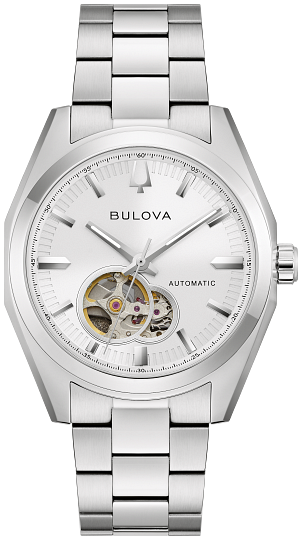 96A345-Bulova Silver and white Automatic watch