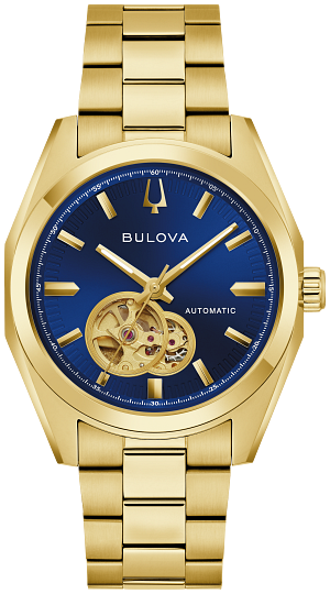 97A203-Bulova Gold and blue Automatic watch