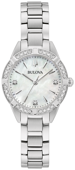 96R253-Silver 19-Diamond Mother of Pearl watch