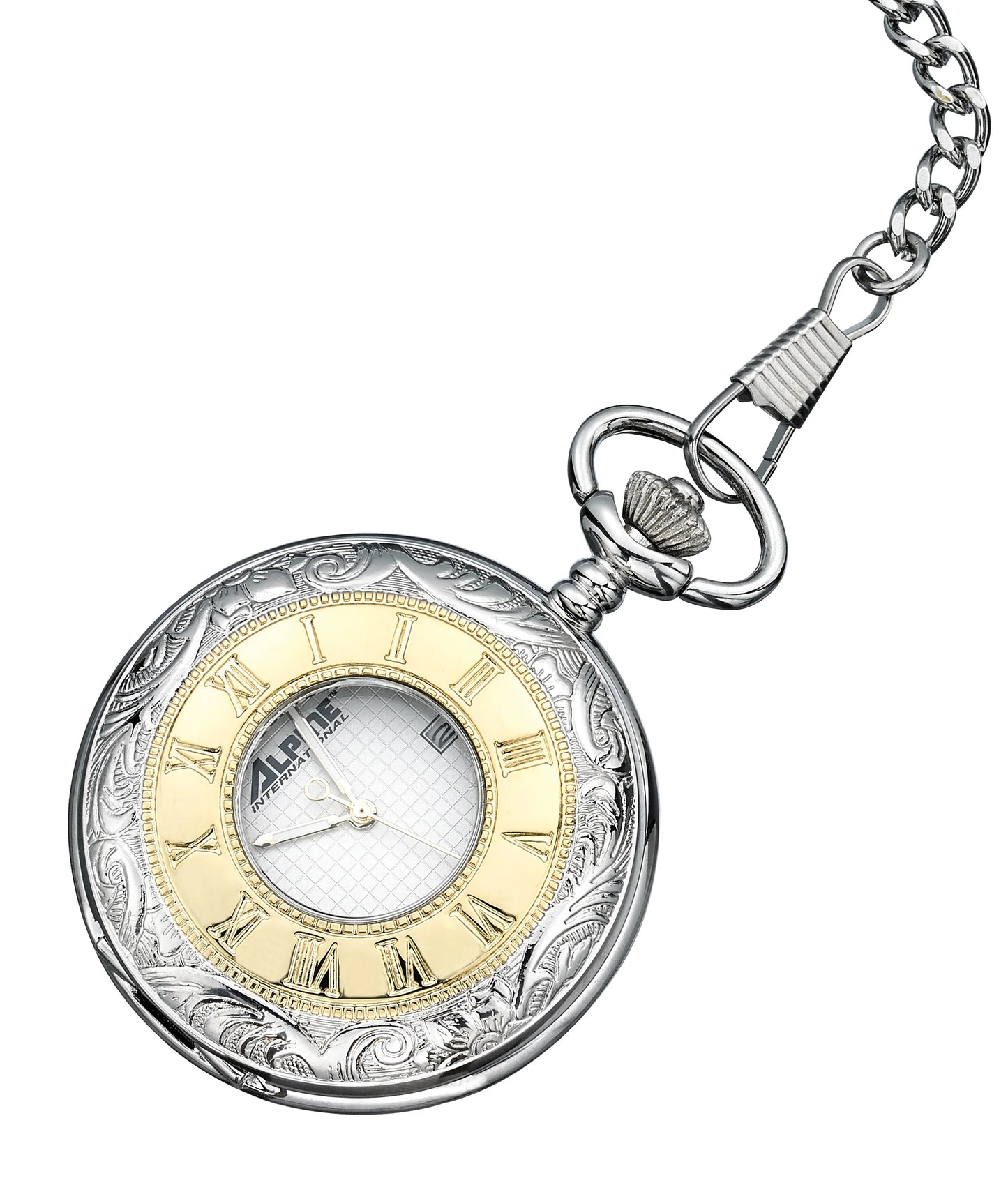 W3372 Two Toned Quartz Pocket Watch with Picture Window