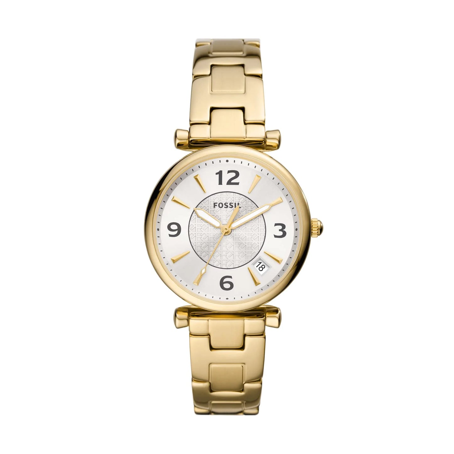 ES5159 Fossil Women's Carlie Three-Hand Date Gold-Tone Stainless Steel Watch