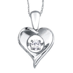 925 White Topaz Pulse Heart Pendant