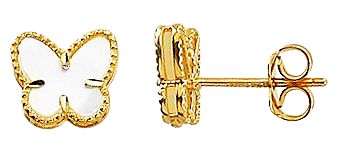 TECA283-YG 10Ky Butterfly Mother of Pearl studs