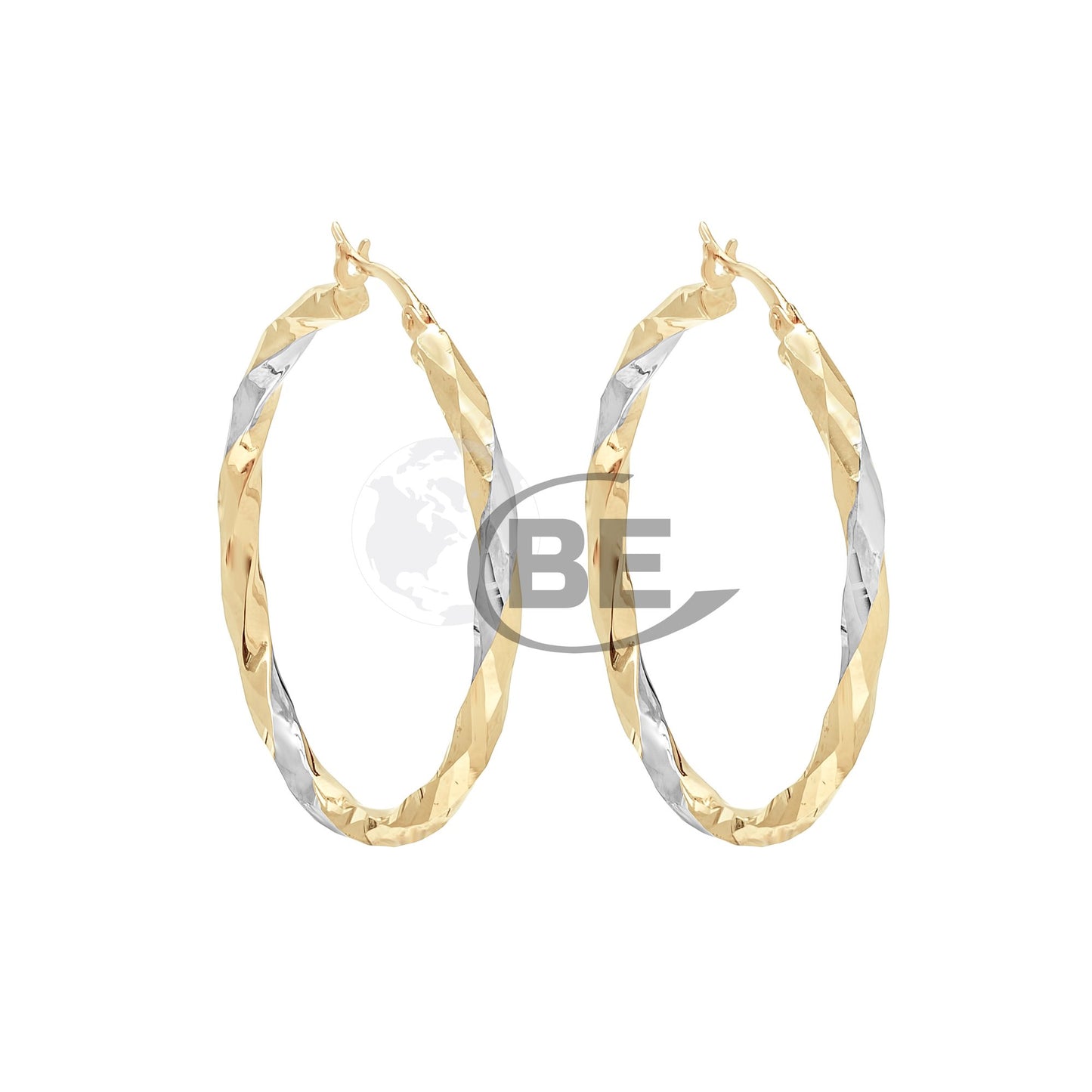 E2T-B44-509 25mm 10Ktt 2-Tone Twist Hoops