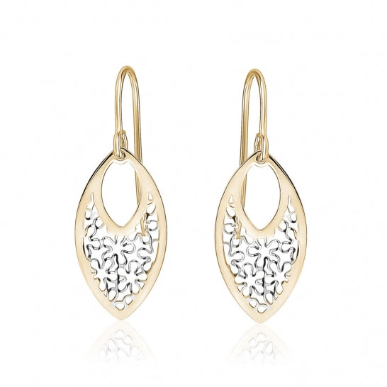 Z-5070 10K two Tone Scale Drop Earrings