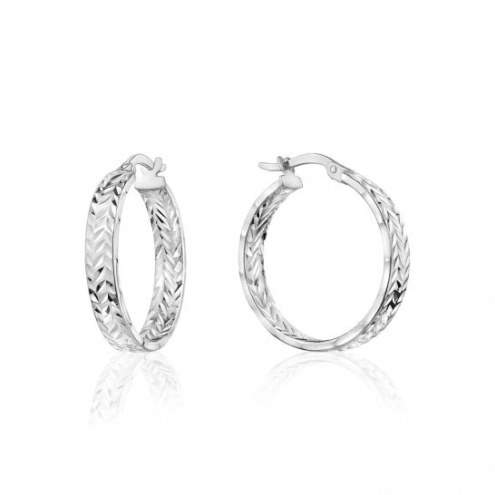 ZS-4718 Diamond Cut Design Hoop Earrings