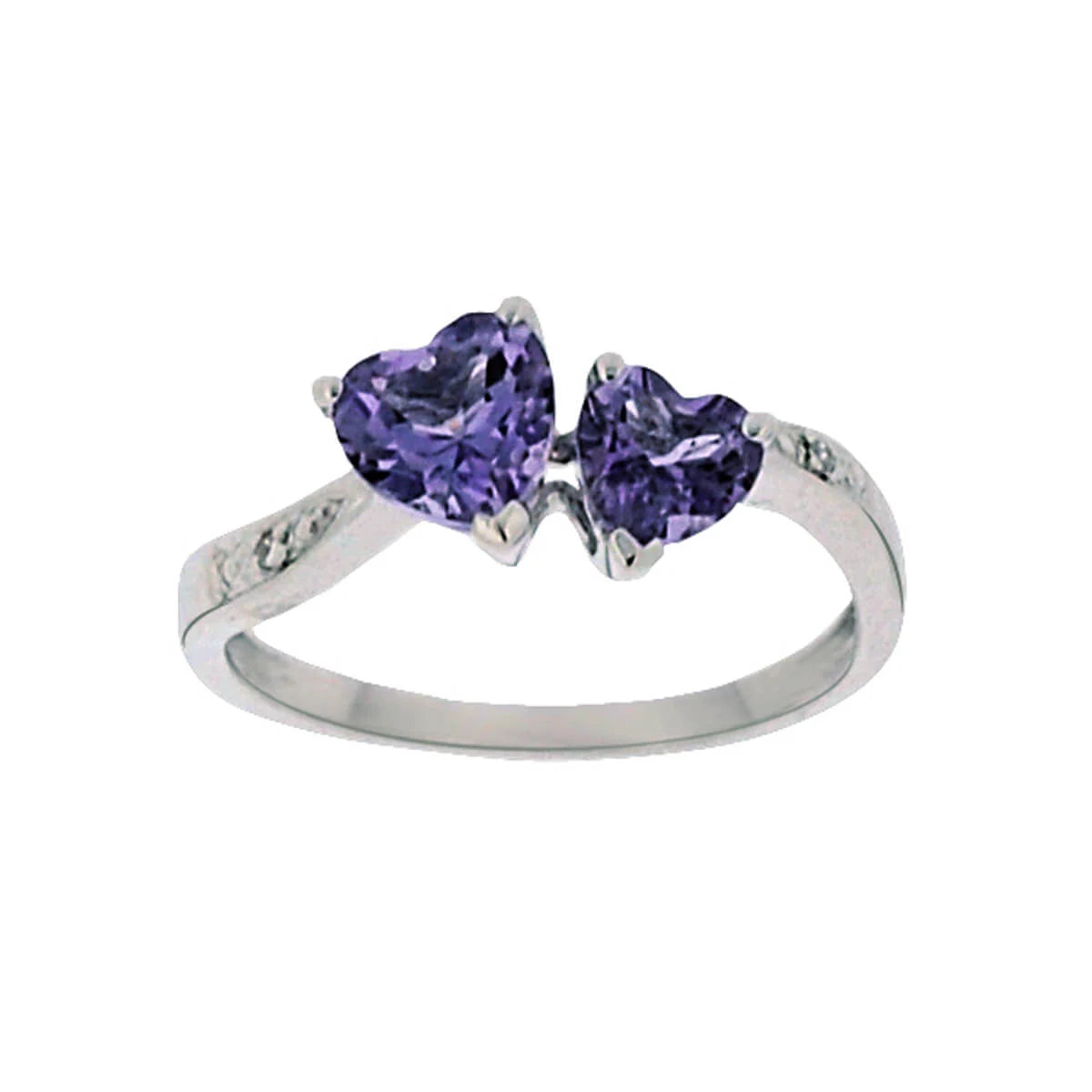10KW Amethyst Heart Ring .01ct