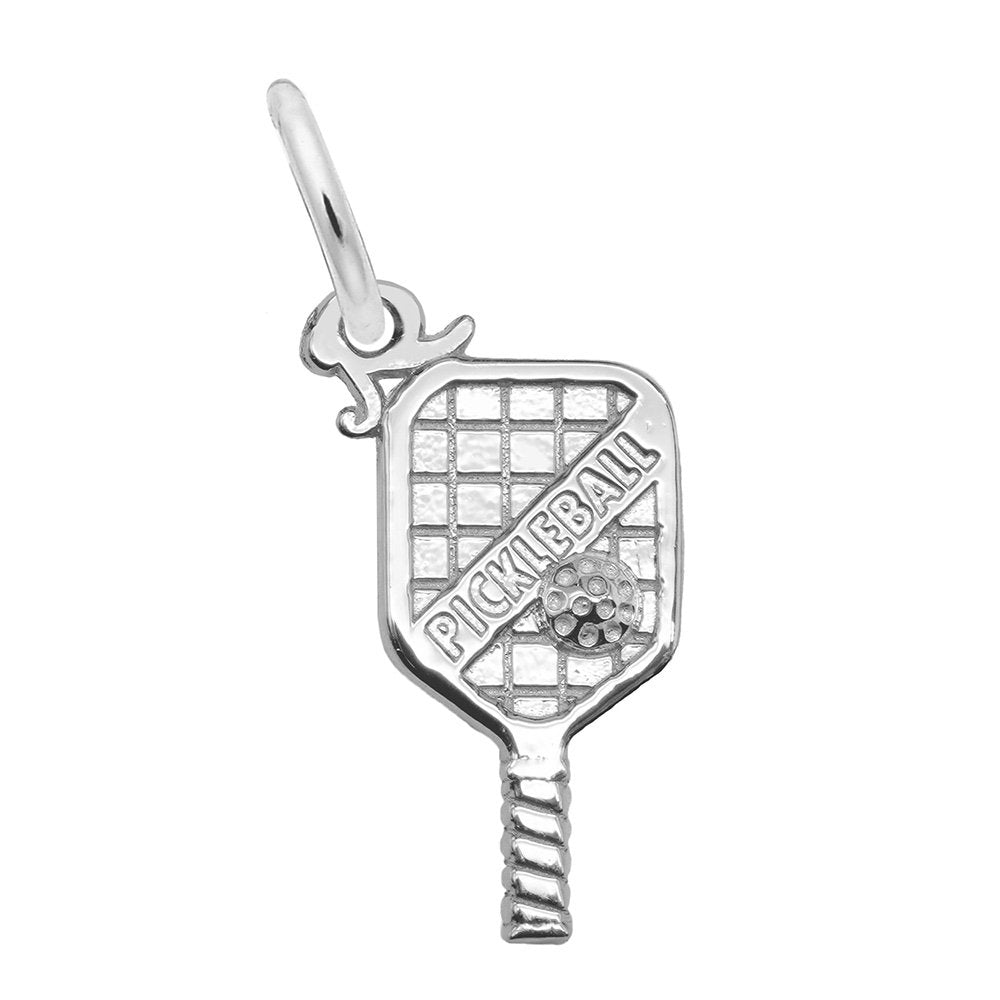 1028-925 Rhodium Plated Pickleball Paddle Charm