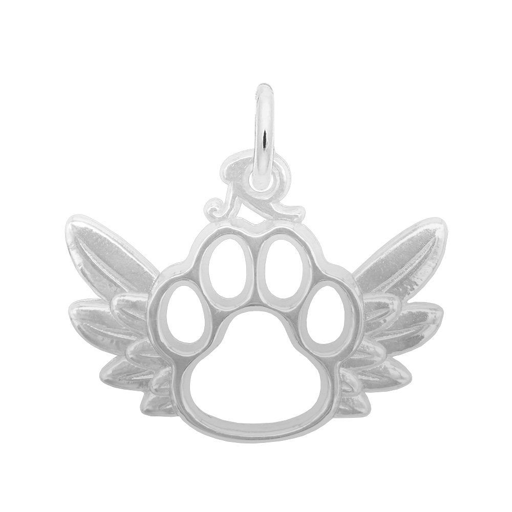 1122-925 Rhodium plated Paw with wings charm