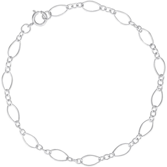 0108-8" 925 Open Figaro link Bracelet Rhodium Plated