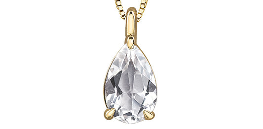 A8 20098 10ky Pear White Topaz Pendant