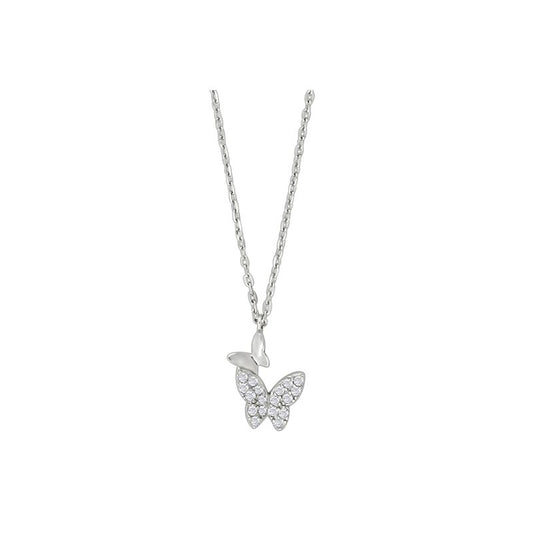 Nellie Silver Butterfly with Cubic Necklace