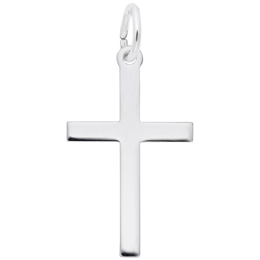 4903-925 Medium Plain Cross Charm Rhodium plated
