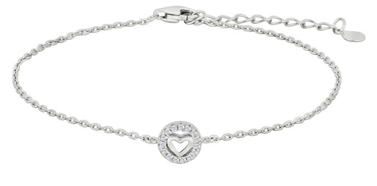 NILLA Bracelet 7 mm / L: 17 + 3 cm RPS 925 Heart Bracelet
