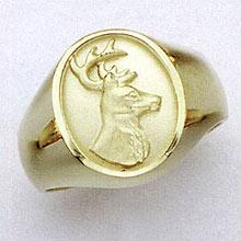 532E37 10Ky Deer Signet Ring