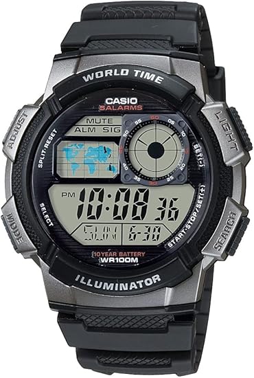 AE-100W-1BVCF Casio Black and Gray World Time Digital