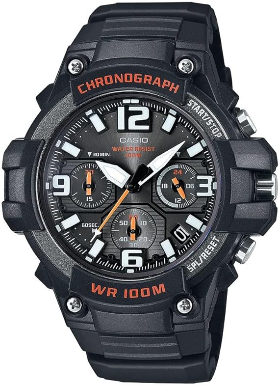 MCW-100H-1AVCF Casio Chronograph Black with Orange accents