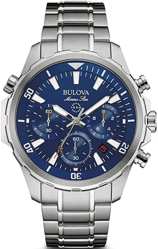 96B256 Bulova Marine Star Silver Tone Blue Face