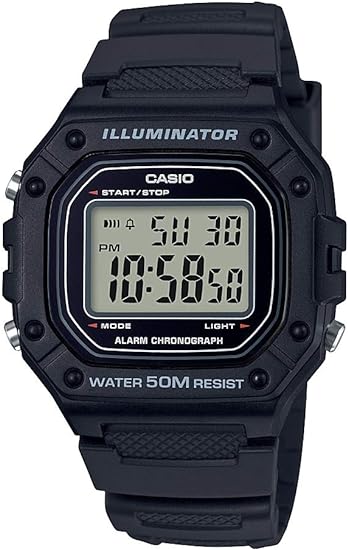 W-218H-1AVCF Casio Digital Black rubber band Illuminator