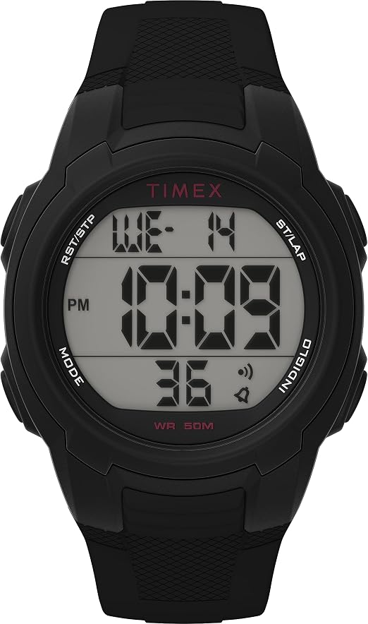 Timex T100 Black PU Strap Watch
