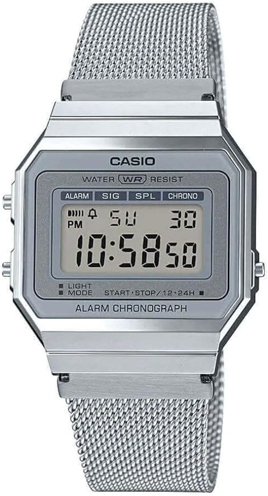 A700WM-7AVT Vintage Digital Mesh Band Silver Tone