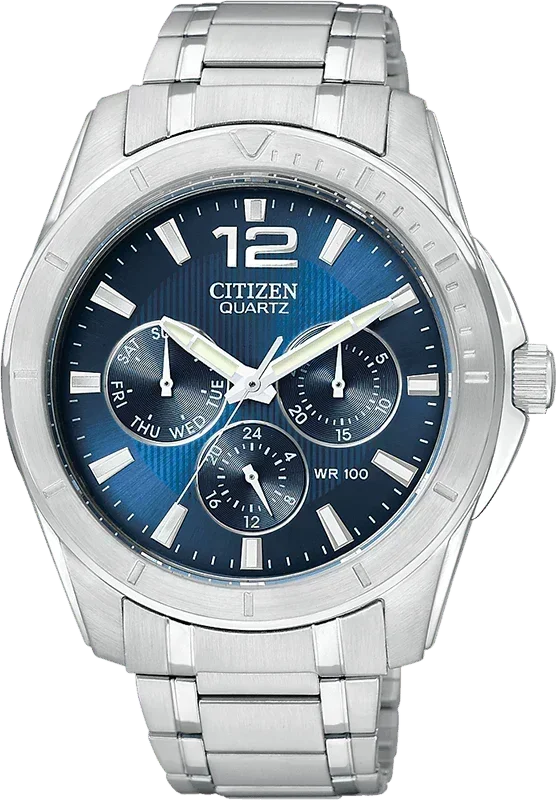 AG8300-52L Citizen Mens Blue Face Silver Tone Metal Band