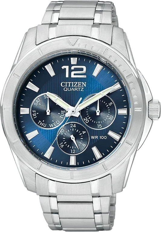 AG8300-52L Citizen Mens Blue Face Silver Tone Metal Band