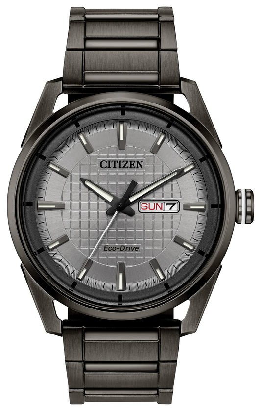 AW0087-58H Patterned Face Grey Eco Drive Citizen