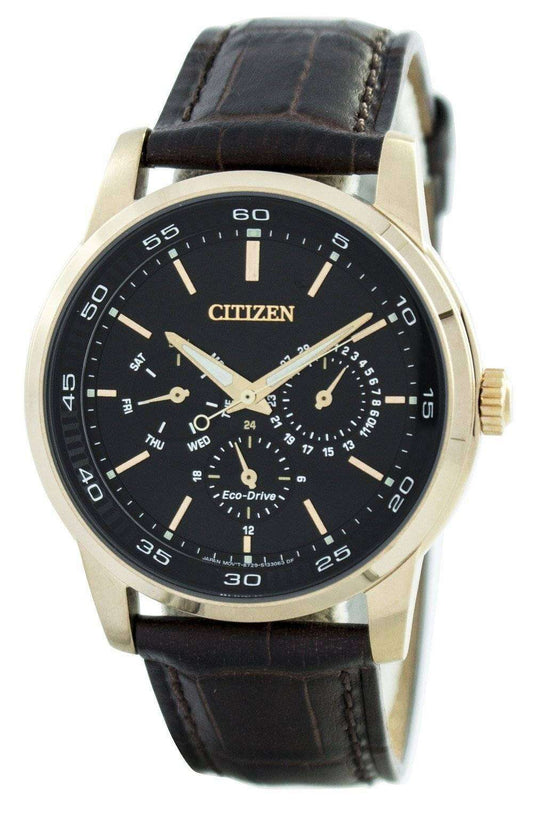 Citizen Eco-Drive Mens Brown/Gold Chrono Leather