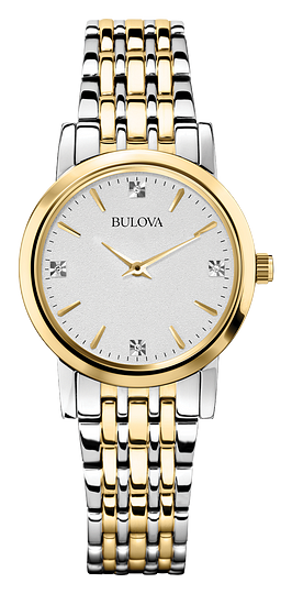 98P115-Bulova Classic 4-Diamond Dial watch two-toned