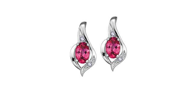 DX407RU 10ky Ruby + Diamond Earrings .02ct