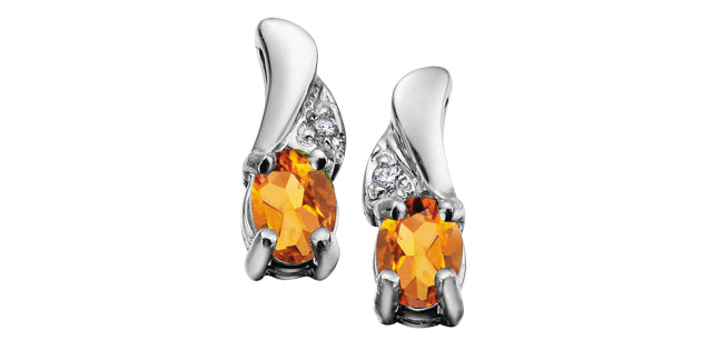 EE2008 Gemstone & .01tcw Diamond Earrings
