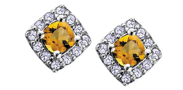 DX566 10Kw Gemstone & Diamond Earrings