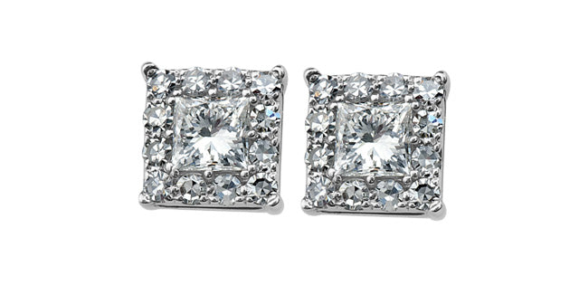 E2850W/12-10 10KE Princess Cut Diamond Studs .12ctw
