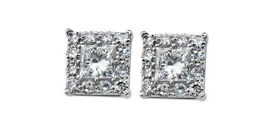 E2850W/12-10 10KE Princess Cut Diamond Studs .12ctw