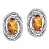 E3064-SS Silver Citrine and Diamond Earrings