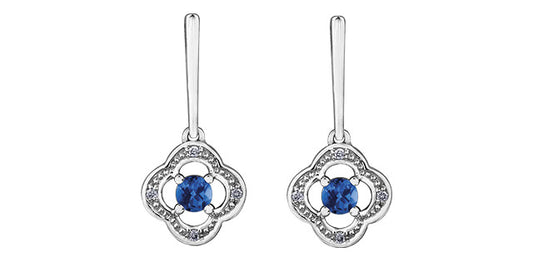 DX699WSA 10kw Sapphire + Diamond Earrings .02ctw