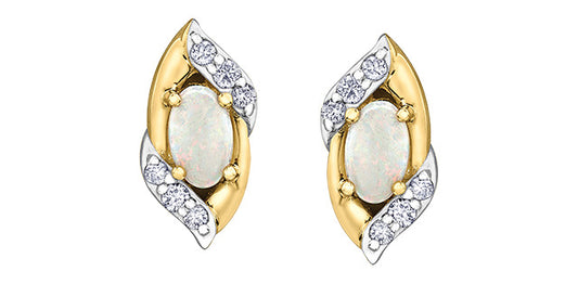 DD3103 10ky Opal + Diamond Earrings