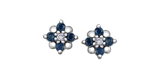DD7425 10kw Sapphire + Diamond Earrings .04ctw