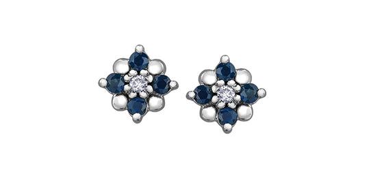 DD7425 10kw Sapphire + Diamond Earrings .04ctw