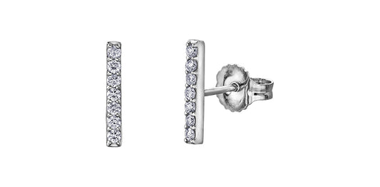 DD7181 10KW Diamond Stud Bar Earrings .14ctw